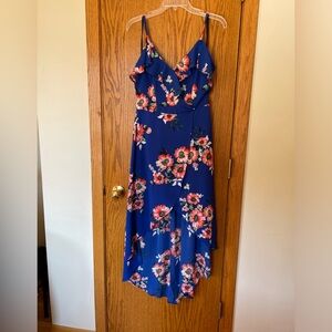Royal Blue & Coral Hi Lo Dress